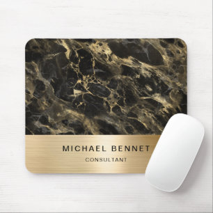 Elegantes Schwarz Marmor Gold Berater Geschäft Mousepad