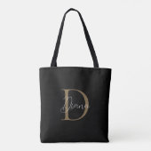 Elegantes Schwarz-Midnight-Mosgold-Schrift-Monogra Tasche (Rückseite)