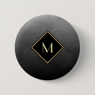 Elegantes Schwarz mit einfachem Goldmonogramm Button