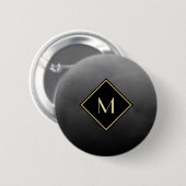 Elegantes Schwarz mit einfachem Goldmonogramm Button (Vorne & Hinten)