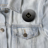 Elegantes Schwarz mit einfachem Goldmonogramm Button (Beispiel)