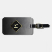 Elegantes Schwarz mit einfachem Goldmonogramm Gepäckanhänger (Vorderseite horizontal)