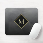 Elegantes Schwarz mit einfachem Goldmonogramm Mousepad (Mit Mouse)