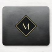 Elegantes Schwarz mit einfachem Goldmonogramm Mousepad (Vorne)