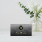 Elegantes Schwarz mit einfachem Goldmonogramm Visitenkarte (Stehend Vorderseite)