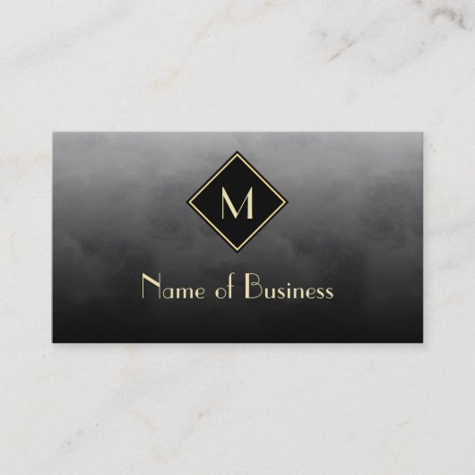 Elegantes Schwarz mit einfachem Goldmonogramm Visitenkarte (Vorderseite)
