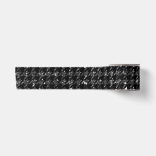 Elegantes Schwarz mit Glitzer Look Hahnentrittmust Satinband