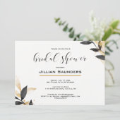 Elegantes Schwarz mit Gold-Brautparty Einladung (Stehend Vorderseite)