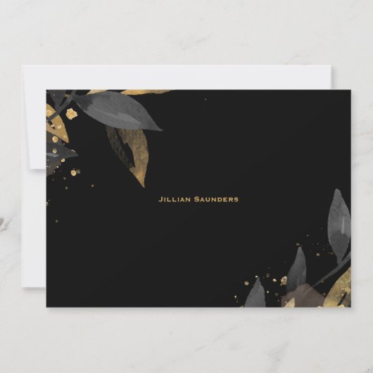 Elegantes Schwarz mit Gold-Brautparty Einladung (Rückseite)