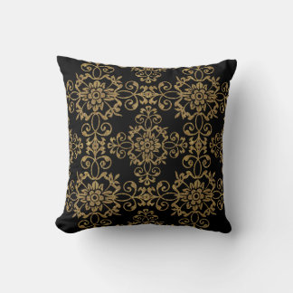 Elegantes Schwarz mit Gold Glitzer Damask Design Kissen