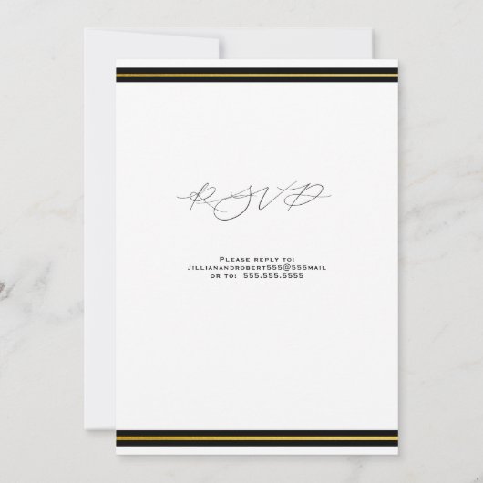 Elegantes Schwarz mit Gold-Hochzeit Einladung (Rückseite)