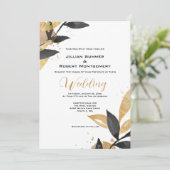 Elegantes Schwarz mit Gold-Hochzeit Einladung (Stehend Vorderseite)