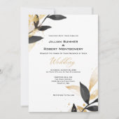 Elegantes Schwarz mit Gold-Hochzeit Einladung (Vorderseite)