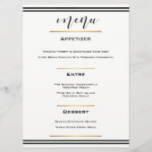 Elegantes Schwarz mit Gold-Hochzeit Menükarte (Rückseite)