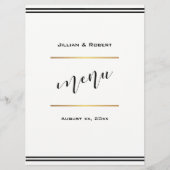 Elegantes Schwarz mit Gold-Hochzeit Menükarte (Vorderseite)