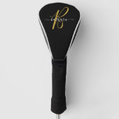 Elegantes Schwarz mit Gold Monogram, Anfangsname * Golf Headcover (Vorderseite)