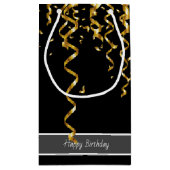 Elegantes Schwarz mit Gold Streamern, bearbeitbare Kleine Geschenktüte (Rückseite)