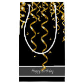 Elegantes Schwarz mit Gold Streamern, bearbeitbare Kleine Geschenktüte (Vorderseite)