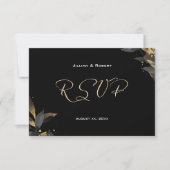 Elegantes Schwarz mit Gold Wedding RSVP Card Karte (Vorderseite)
