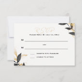 Elegantes Schwarz mit Gold Wedding RSVP Card Karte (Rückseite)