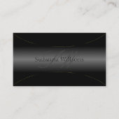 Elegantes Schwarz mit goldener Grenze und Monogram Visitenkarte (Vorderseite)
