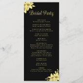 Elegantes Schwarz mit Goldtypografie-Hochzeit Programm (Rückseite)