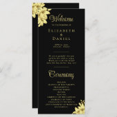 Elegantes Schwarz mit Goldtypografie-Hochzeit Programm (Vorne/Hinten)