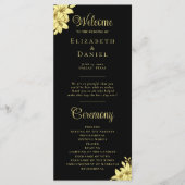 Elegantes Schwarz mit Goldtypografie-Hochzeit Programm (Vorderseite)