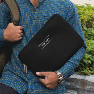 Elegantes Schwarz mit Name Laptop-Sieb Laptopschutzhülle