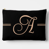 Elegantes Schwarz mit Pfirsichmonogramm Zubehörtasche (Vorderseite)