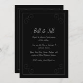 Elegantes Schwarz mit Scrollwork Border Wedding Einladung (Vorne/Hinten)