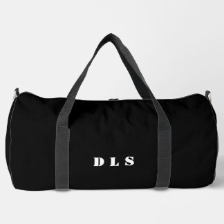 Elegantes Schwarz mit weißen Initialen Duffle Bag