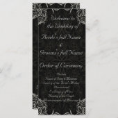 Elegantes Schwarz mit weißen Wirbel Hochzeit Programm (Vorne/Hinten)