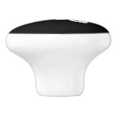 Elegantes Schwarz mit weißer Blume Keramikknauf (Seitenansicht)