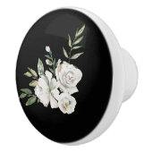 Elegantes Schwarz mit weißer Blume Keramikknauf (Rechts)