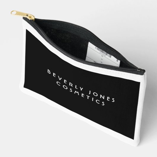 Elegantes Schwarz mit weißer Grenze Zubehörtasche (Offen)