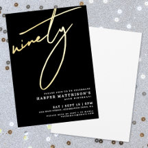 Elegantes Schwarz Neunzig 90. Geburtstag Gold