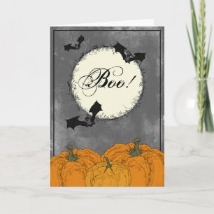 Elegantes Schwarz-Orange Halloween Karte