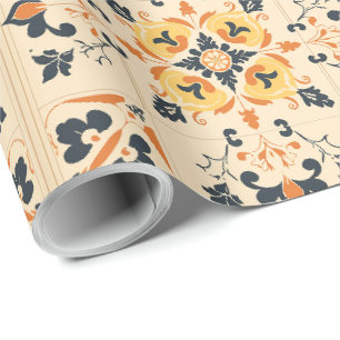 Elegantes Schwarz-Orange Halloween-Muster Geschenkpapier