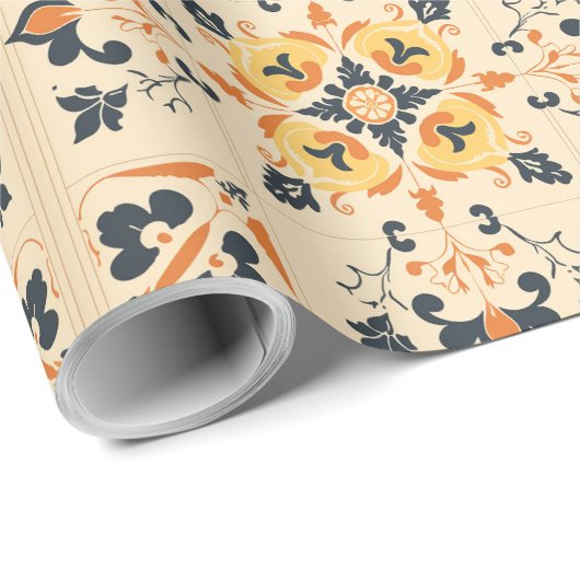 Elegantes Schwarz-Orange Halloween-Muster Geschenkpapier (Rolleneckpunkt)