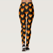 Elegantes Schwarz-Orange-Herz-Valentinmuster Leggings (Rückseite)