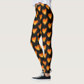 Elegantes Schwarz-Orange-Herz-Valentinmuster Leggings (Links)