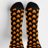 Elegantes Schwarz-Orange-Herz-Valentinmuster Socken (Oben)
