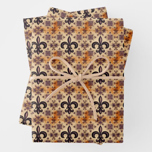 Elegantes Schwarz-Orange-Muster Geschenkpapier Set (Beispiel)