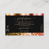 Elegantes Schwarz-Orange-Rosa-Sparkle-Glitzer Mono Visitenkarte (Rückseite)