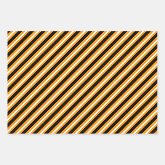 Elegantes Schwarz-Orange-Streifen-Muster Geschenkpapier Set (Vorderseite 3)