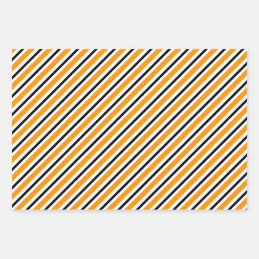 Elegantes Schwarz-Orange-Streifen-Muster Geschenkpapier Set (Vorderseite 2)
