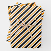 Elegantes Schwarz-Orange-Streifen-Muster Geschenkpapier Set (Beispiel)