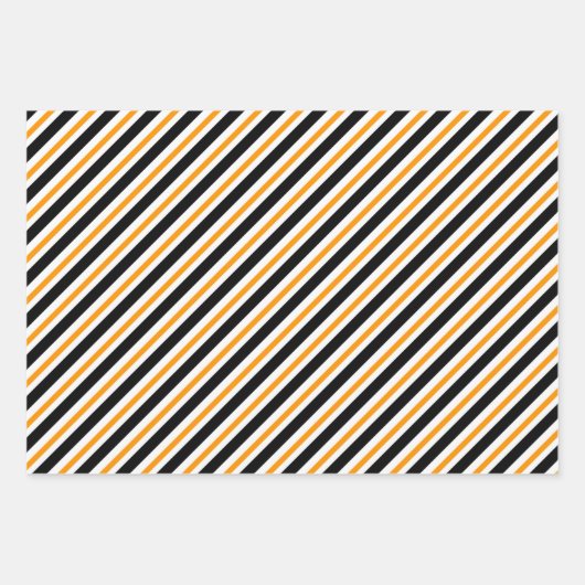 Elegantes Schwarz-Orange-Streifen-Muster Geschenkpapier Set (Vorderseite)