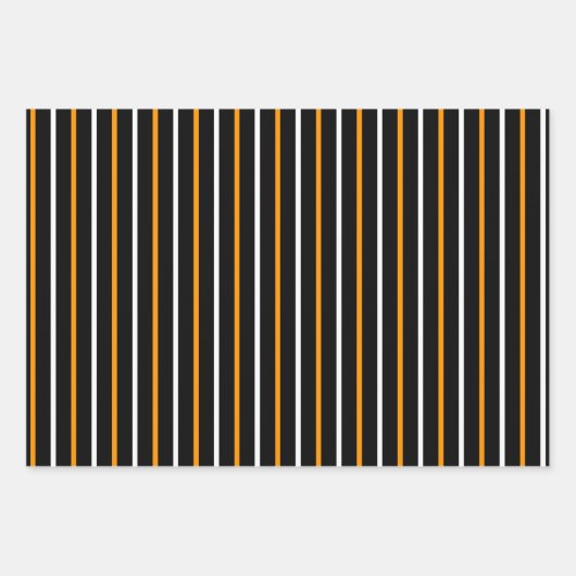 Elegantes Schwarz-Orange-Streifen-Muster Geschenkpapier Set (Vorderseite 2)
